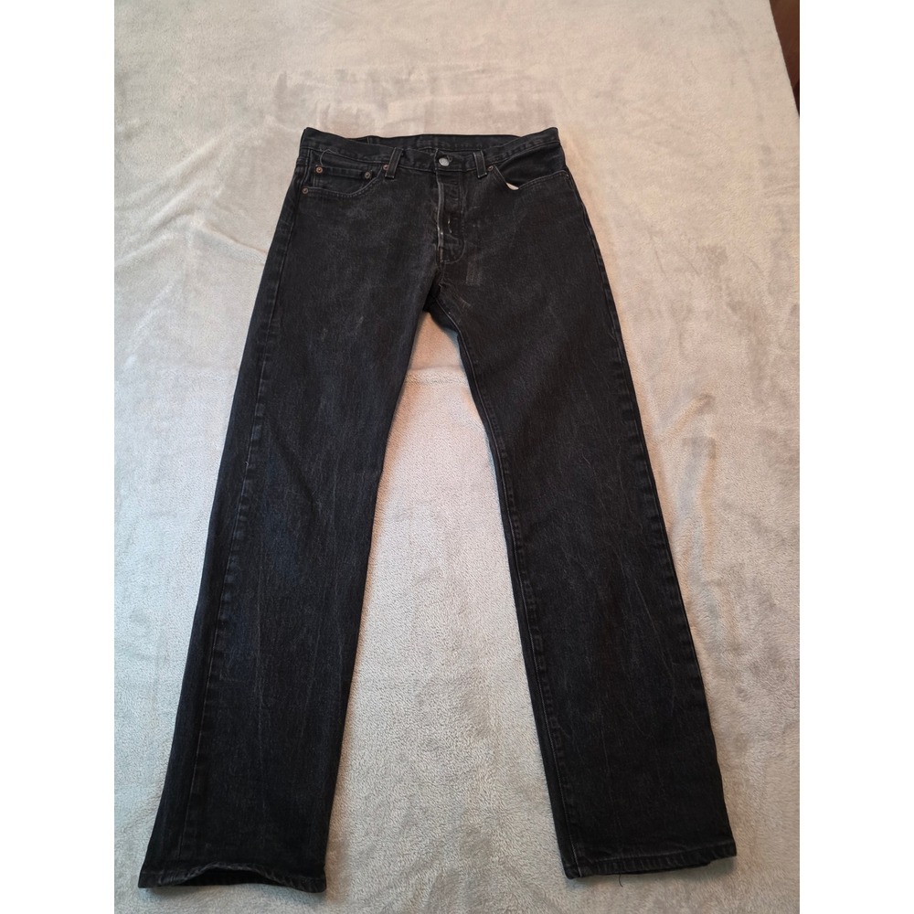 Levi's 501 Original Fit Jeans Mens 34x32 Black Straight Leg Denim Pants